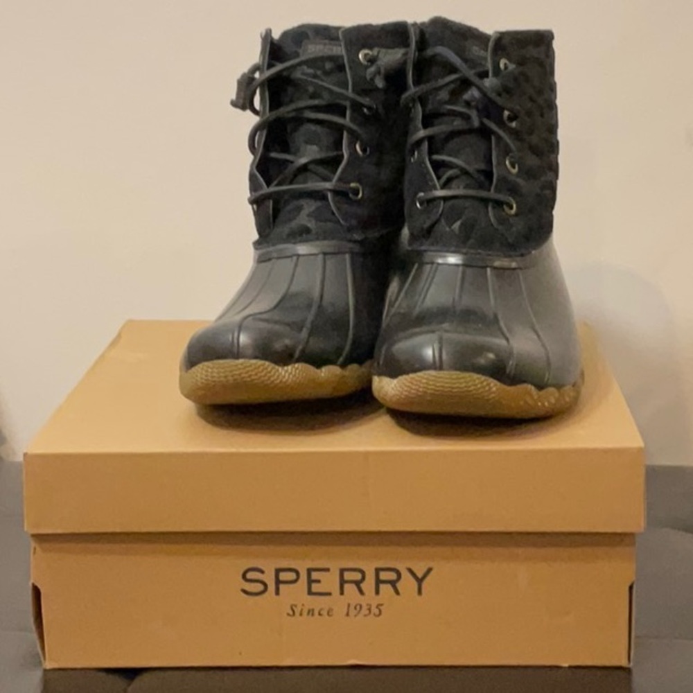 Sperry Black and Tan Duck Boots